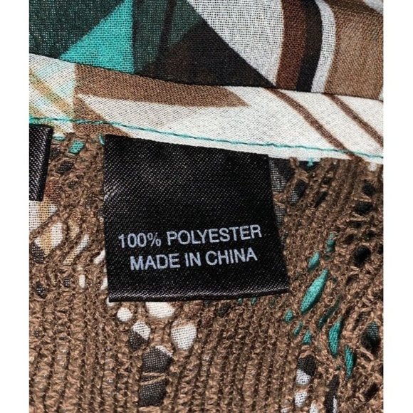 Rancho Estancia Sz MEDIUM Green Brown Southwest Chiffon Lace Trim Tunic EUC - Picture 10 of 11